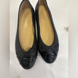 CHANEL Black Patent Leather Loafers